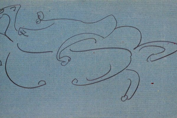 Rider on blue paper, ca. 1901-1907 , pencil on blue paper, National Library of Israel