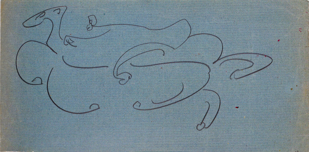 Rider on blue paper, ca. 1901-1907 , pencil on blue paper, National Library of Israel